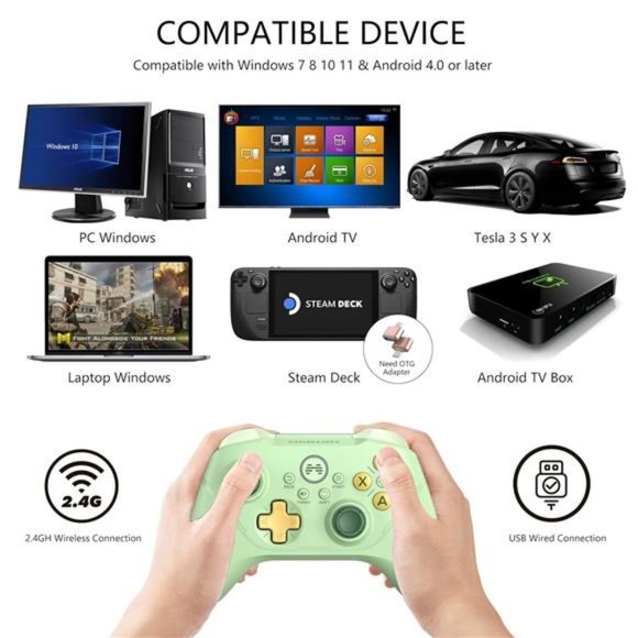 Asura 2 Pro Wireless PC Gaming Controller Dual Vibrate Gamepad Joystick Avocado - Picture 2 of 6